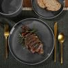 image:imageGibson Elite Coastal Forest Plates and Bowls Sets 12Piece Stoneware Dinnerware Sets Triple Reactive Glaze Dish Set  BlackBlack Solana