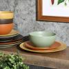 image:imageGibson Elite Coastal Forest Plates and Bowls Sets 12Piece Stoneware Dinnerware Sets Triple Reactive Glaze Dish Set  BlackBlackYellowOrangeGreen Capetown