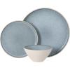 image:imageGibson Elite Coastal Forest Plates and Bowls Sets 12Piece Stoneware Dinnerware Sets Triple Reactive Glaze Dish Set  BlackBlueCream White Coastal Forest