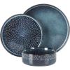 image:imageGibson Elite Coastal Forest Plates and Bowls Sets 12Piece Stoneware Dinnerware Sets Triple Reactive Glaze Dish Set  BlackCobalt Blue Moderna