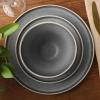 image:imageGibson Elite Coastal Forest Plates and Bowls Sets 12Piece Stoneware Dinnerware Sets Triple Reactive Glaze Dish Set  BlackGreyCream White Coast Forest
