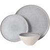 image:imageGibson Elite Coastal Forest Plates and Bowls Sets 12Piece Stoneware Dinnerware Sets Triple Reactive Glaze Dish Set  BlackLight GreyCream White Coastal Forest