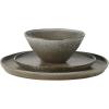 image:imageGibson Elite Coastal Forest Plates and Bowls Sets 12Piece Stoneware Dinnerware Sets Triple Reactive Glaze Dish Set  BlackSlate Grey Coastal Forest