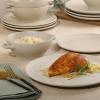 image:imageGibson Elite Coastal Forest Plates and Bowls Sets 12Piece Stoneware Dinnerware Sets Triple Reactive Glaze Dish Set  BlackWhite Cream Clover Hill