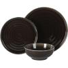 image:imageGibson Elite Pacifco Beach Plates and Bowls Sets 12Piece Stoneware Dinnerware Sets Reactive Glaze Dish Set  BlueBlack Eclipse Swirls