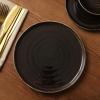 image:imageGibson Elite Pacifco Beach Plates and Bowls Sets 12Piece Stoneware Dinnerware Sets Reactive Glaze Dish Set  BlueBlack Eclipse Swirls