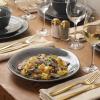 image:imageGibson Elite Pacifco Beach Plates and Bowls Sets 12Piece Stoneware Dinnerware Sets Reactive Glaze Dish Set  BlueBlack Port Barton
