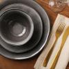 image:imageGibson Elite Pacifco Beach Plates and Bowls Sets 12Piece Stoneware Dinnerware Sets Reactive Glaze Dish Set  BlueBlack Port Barton