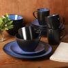image:imageGibson Elite Pacifco Beach Plates and Bowls Sets 12Piece Stoneware Dinnerware Sets Reactive Glaze Dish Set  BlueBlue