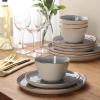 image:imageGibson Elite Pacifco Beach Plates and Bowls Sets 12Piece Stoneware Dinnerware Sets Reactive Glaze Dish Set  BlueBlue Algeria River