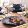 image:imageGibson Elite Pacifco Beach Plates and Bowls Sets 12Piece Stoneware Dinnerware Sets Reactive Glaze Dish Set  BlueBlue Midnight Lune