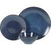 image:imageGibson Elite Pacifco Beach Plates and Bowls Sets 12Piece Stoneware Dinnerware Sets Reactive Glaze Dish Set  BlueBlue Midnight Lune
