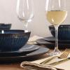 image:imageGibson Elite Pacifco Beach Plates and Bowls Sets 12Piece Stoneware Dinnerware Sets Reactive Glaze Dish Set  BlueBlue Midnight Lune