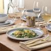 image:imageGibson Elite Pacifco Beach Plates and Bowls Sets 12Piece Stoneware Dinnerware Sets Reactive Glaze Dish Set  BlueBlue Pacifico Beach