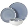 image:imageGibson Elite Pacifco Beach Plates and Bowls Sets 12Piece Stoneware Dinnerware Sets Reactive Glaze Dish Set  BlueBlue Pacifico Beach