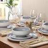 image:imageGibson Elite Pacifco Beach Plates and Bowls Sets 12Piece Stoneware Dinnerware Sets Reactive Glaze Dish Set  BlueBlue Pacifico Beach