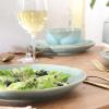 image:imageGibson Elite Pacifco Beach Plates and Bowls Sets 12Piece Stoneware Dinnerware Sets Reactive Glaze Dish Set  BlueBlue Pine Coast