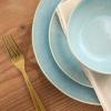 image:imageGibson Elite Pacifco Beach Plates and Bowls Sets 12Piece Stoneware Dinnerware Sets Reactive Glaze Dish Set  BlueBlue Pine Coast