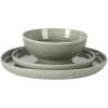 image:imageGibson Elite Pacifco Beach Plates and Bowls Sets 12Piece Stoneware Dinnerware Sets Reactive Glaze Dish Set  BlueGreen Eclipse Swirls