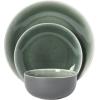 image:imageGibson Elite Pacifco Beach Plates and Bowls Sets 12Piece Stoneware Dinnerware Sets Reactive Glaze Dish Set  BlueGreen Pine Coast