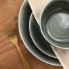 image:imageGibson Elite Pacifco Beach Plates and Bowls Sets 12Piece Stoneware Dinnerware Sets Reactive Glaze Dish Set  BlueGreen Pine Coast
