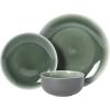image:imageGibson Elite Pacifco Beach Plates and Bowls Sets 12Piece Stoneware Dinnerware Sets Reactive Glaze Dish Set  BlueGreen Pine Coast