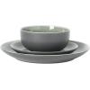 image:imageGibson Elite Pacifco Beach Plates and Bowls Sets 12Piece Stoneware Dinnerware Sets Reactive Glaze Dish Set  BlueGreen Pine Coast
