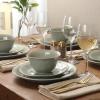 image:imageGibson Elite Pacifco Beach Plates and Bowls Sets 12Piece Stoneware Dinnerware Sets Reactive Glaze Dish Set  BlueGreen Port Barton