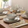 image:imageGibson Elite Pacifco Beach Plates and Bowls Sets 12Piece Stoneware Dinnerware Sets Reactive Glaze Dish Set  BlueMoonstone White White Sands