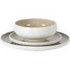 image:imageGibson Elite Pacifco Beach Plates and Bowls Sets 12Piece Stoneware Dinnerware Sets Reactive Glaze Dish Set  BlueTaupe Pacifico Beach