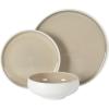 image:imageGibson Elite Pacifco Beach Plates and Bowls Sets 12Piece Stoneware Dinnerware Sets Reactive Glaze Dish Set  BlueTaupe Pacifico Beach