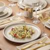 image:imageGibson Elite Pacifco Beach Plates and Bowls Sets 12Piece Stoneware Dinnerware Sets Reactive Glaze Dish Set  BlueTaupe Pacifico Beach