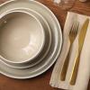 image:imageGibson Elite Pacifco Beach Plates and Bowls Sets 12Piece Stoneware Dinnerware Sets Reactive Glaze Dish Set  BlueTaupe Pacifico Beach