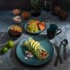 image:imageGibson Elite Pacifco Beach Plates and Bowls Sets 12Piece Stoneware Dinnerware Sets Reactive Glaze Dish Set  BlueTeal