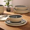 image:imageGibson Elite Villa Amadora  Made in Portugal  12 Piece Dinnerware Set for 4 Two Tone Tan and Grey Speckled Stoneware Plates and Bowls Sets Dish Set with Dinner Plates Salad Plates amp Cereal BowlsBlue 12pc Dinnerware Set