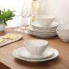 image:imageGibson Elite Villa Amadora  Made in Portugal  12 Piece Dinnerware Set for 4 Two Tone Tan and Grey Speckled Stoneware Plates and Bowls Sets Dish Set with Dinner Plates Salad Plates amp Cereal BowlsWhite Vista Rossio Dinnerware
