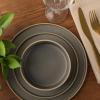 image:imageGibson Elite Villa Amadora  Made in Portugal  12 Piece Dinnerware Set for 4 Two Tone Tan and Grey Speckled Stoneware Plates and Bowls Sets Dish Set with Dinner Plates Salad Plates amp Cereal BowlsTanGrey Valle Amadora Dinnerware