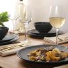 image:imageGibson Elite Villa Amadora  Made in Portugal  12 Piece Dinnerware Set for 4 Two Tone Tan and Grey Speckled Stoneware Plates and Bowls Sets Dish Set with Dinner Plates Salad Plates amp Cereal BowlsBlack Vista Rossio Dinnerware
