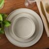 image:imageGibson Elite Villa Amadora  Made in Portugal  12 Piece Dinnerware Set for 4 Two Tone Tan and Grey Speckled Stoneware Plates and Bowls Sets Dish Set with Dinner Plates Salad Plates amp Cereal BowlsTanWhite Valle Amadora Dinnerware