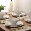 image:imageGibson Elite Villa Amadora  Made in Portugal  12 Piece Dinnerware Set for 4 Two Tone Tan and Grey Speckled Stoneware Plates and Bowls Sets Dish Set with Dinner Plates Salad Plates amp Cereal BowlsWhite Vista Rossio Dinnerware