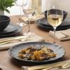 image:imageGibson Elite Villa Amadora  Made in Portugal  12 Piece Dinnerware Set for 4 Two Tone Tan and Grey Speckled Stoneware Plates and Bowls Sets Dish Set with Dinner Plates Salad Plates amp Cereal BowlsBlack Vista Rossio Dinnerware
