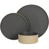 image:imageGibson Elite Villa Amadora  Made in Portugal  12 Piece Dinnerware Set for 4 Two Tone Tan and Grey Speckled Stoneware Plates and Bowls Sets Dish Set with Dinner Plates Salad Plates amp Cereal BowlsTanBlack Valle Amadora Dinnerware