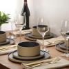image:imageGibson Elite Villa Amadora  Made in Portugal  12 Piece Dinnerware Set for 4 Two Tone Tan and Grey Speckled Stoneware Plates and Bowls Sets Dish Set with Dinner Plates Salad Plates amp Cereal BowlsTanBlack Valle Amadora Dinnerware