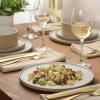 image:imageGibson Elite Villa Amadora  Made in Portugal  12 Piece Dinnerware Set for 4 Two Tone Tan and Grey Speckled Stoneware Plates and Bowls Sets Dish Set with Dinner Plates Salad Plates amp Cereal BowlsTanWhite Valle Amadora Dinnerware
