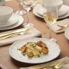 image:imageGibson Elite Villa Amadora  Made in Portugal  12 Piece Dinnerware Set for 4 Two Tone Tan and Grey Speckled Stoneware Plates and Bowls Sets Dish Set with Dinner Plates Salad Plates amp Cereal BowlsWhite Vista Rossio Dinnerware