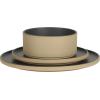image:imageGibson Elite Villa Amadora  Made in Portugal  12 Piece Dinnerware Set for 4 Two Tone Tan and Grey Speckled Stoneware Plates and Bowls Sets Dish Set with Dinner Plates Salad Plates amp Cereal BowlsTanBlack Valle Amadora Dinnerware