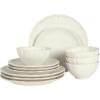 image:imageGibson Elite Villa Amadora  Made in Portugal  12 Piece Dinnerware Set for 4 Two Tone Tan and Grey Speckled Stoneware Plates and Bowls Sets Dish Set with Dinner Plates Salad Plates amp Cereal BowlsWhite Vista Rossio Dinnerware
