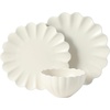 image:imageGibson Elite Bistro Fleur Plates and Bowls Sets 12Piece Stoneware Dinnerware Set for 4 Ivory White Scalloped Dish Set with Dinner Plates Salad Plates amp BowlsIvory White Bistro Fleur