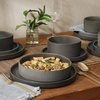 image:imageGibson Elite Bistro Fleur Plates and Bowls Sets 12Piece Stoneware Dinnerware Set for 4 Ivory White Scalloped Dish Set with Dinner Plates Salad Plates amp BowlsSoft Grey Deerfield