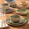 image:imageGibson Elite Bistro Fleur Plates and Bowls Sets 12Piece Stoneware Dinnerware Set for 4 Ivory White Scalloped Dish Set with Dinner Plates Salad Plates amp BowlsAssorted Colors Manila Bay
